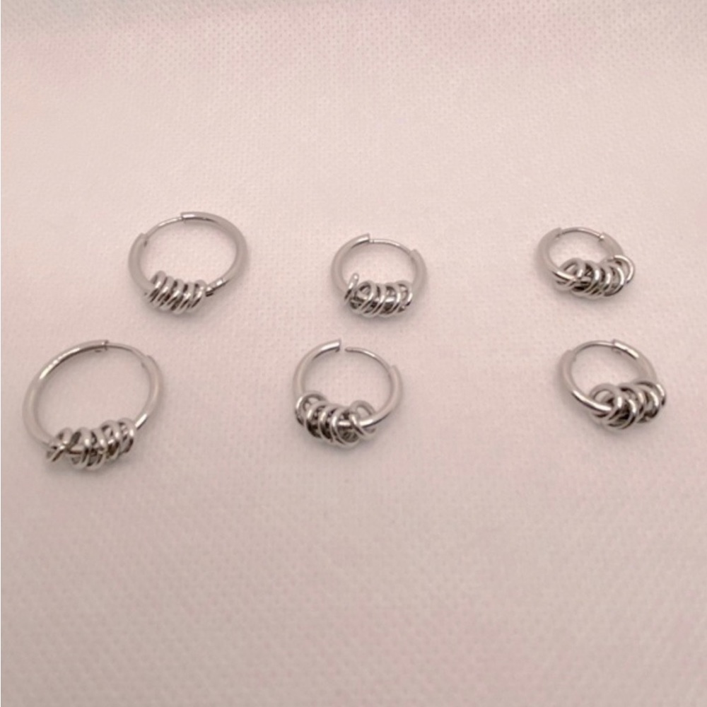Szory 3 Pairs Stainless Steel Hoop Earrings